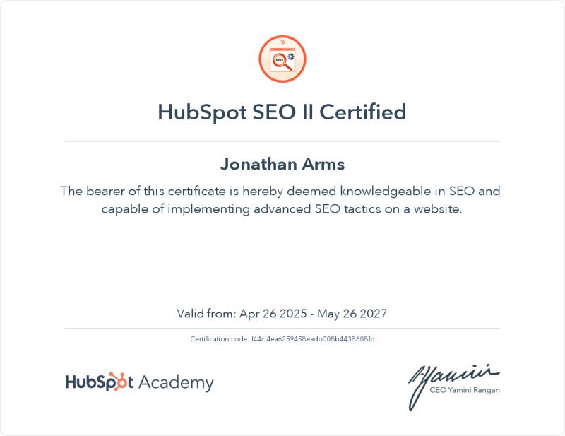 HubSpot SEO II Certification